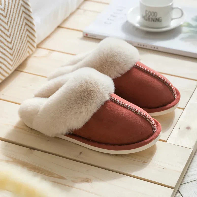 Women's Slippers Plush Fur Trim Cozy