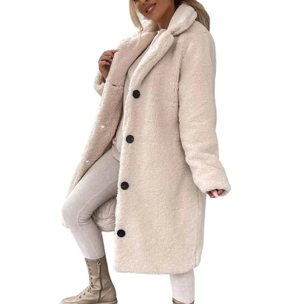 Women's Soft Teddy Jacket Button Closure Winter