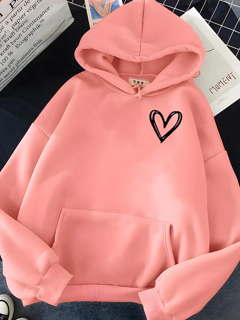 Women's Heart Hoodie Comfortable Trendy Design