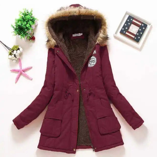 Warm Winter Jacket Women Hooded Lined