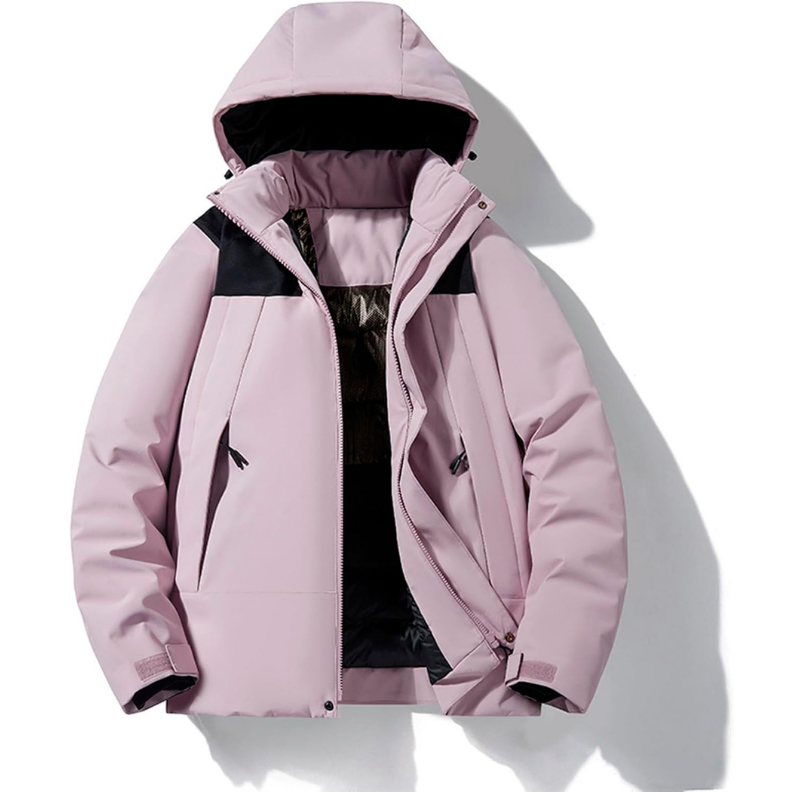 Practical women's clothing with hood and pockets