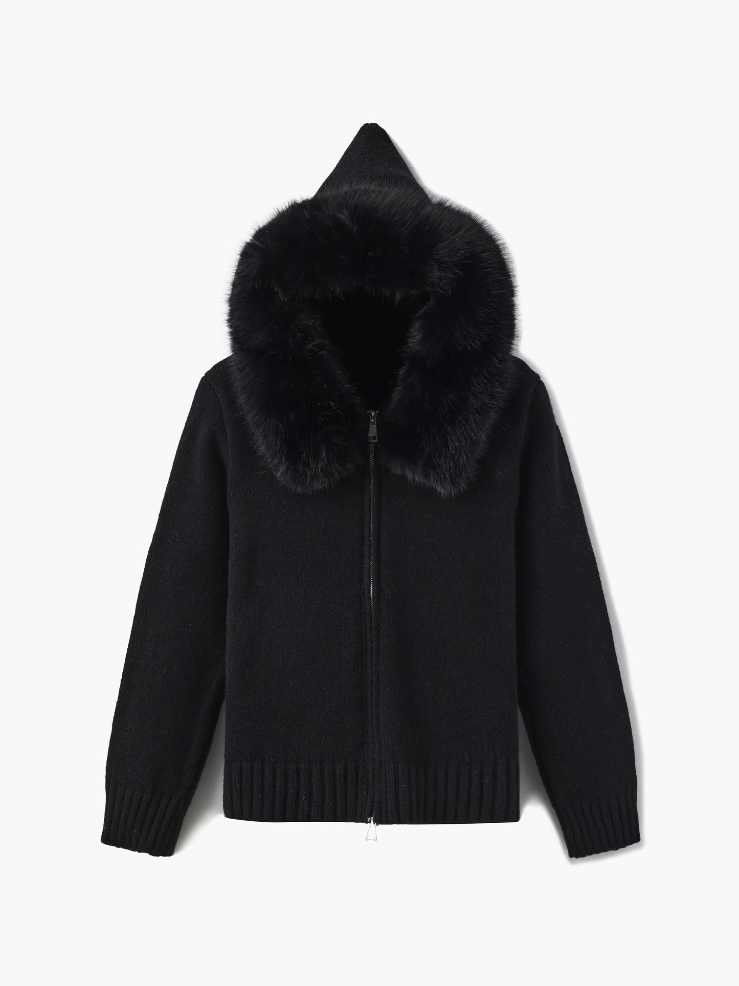 Hooded Jacket Grey Faux Fur Winter Warm