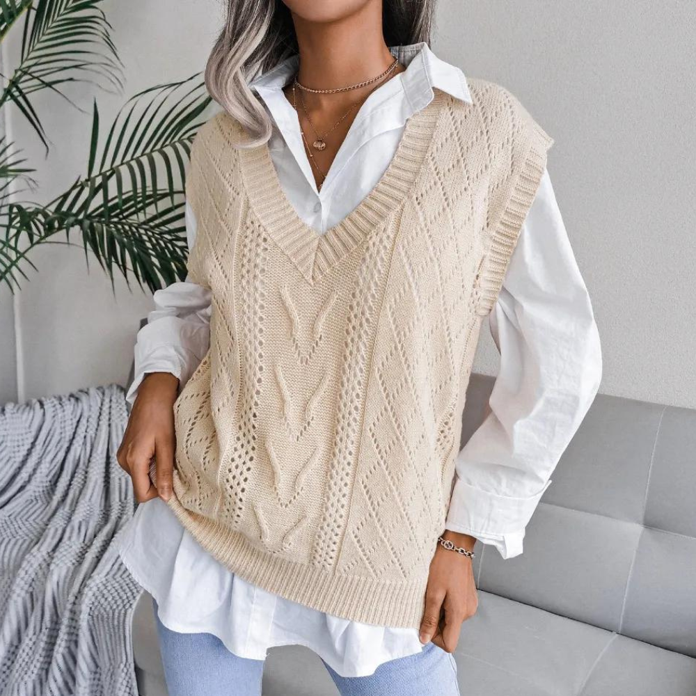 Women's Cardigan V-Neck Cable Knit Elegant