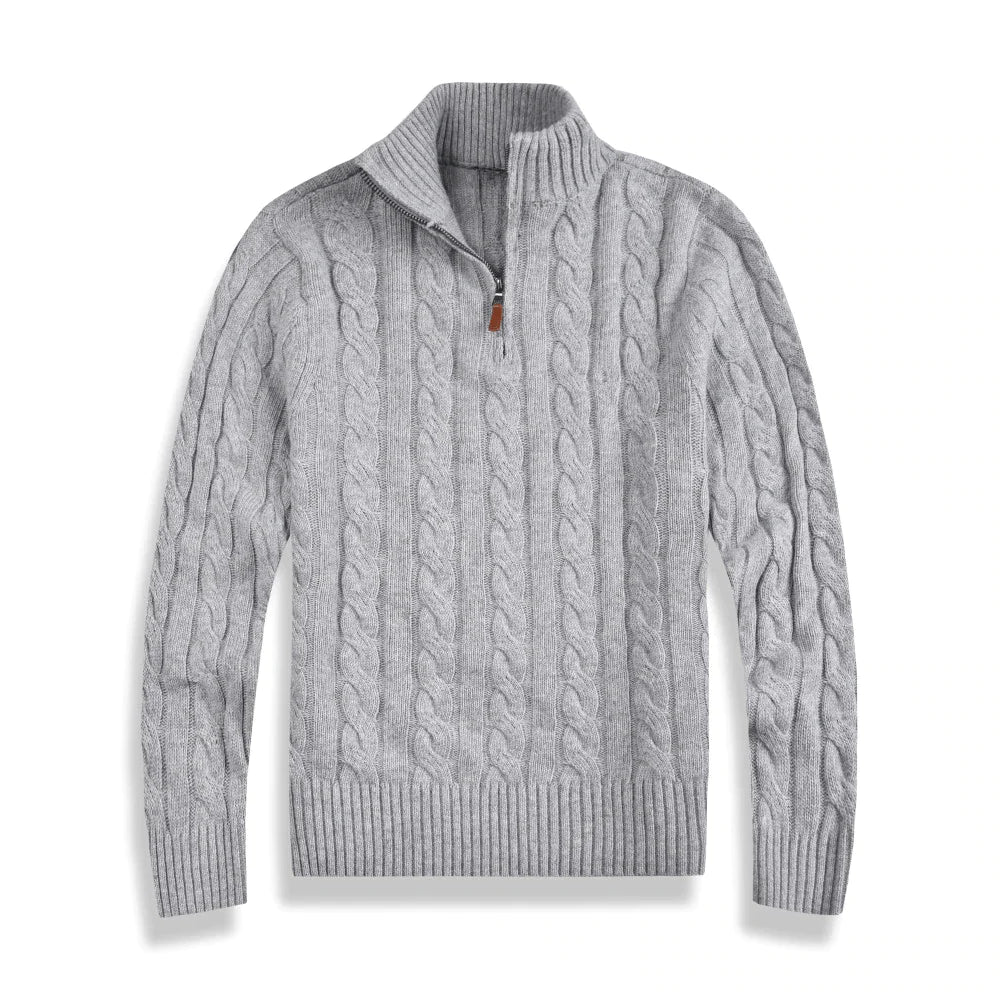 Men's Cable Knit Quarter Zip Sweater
