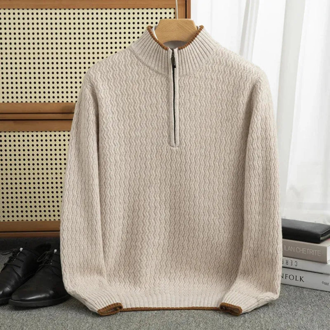 Elegant Women's Dress with Half-Zip High Collar