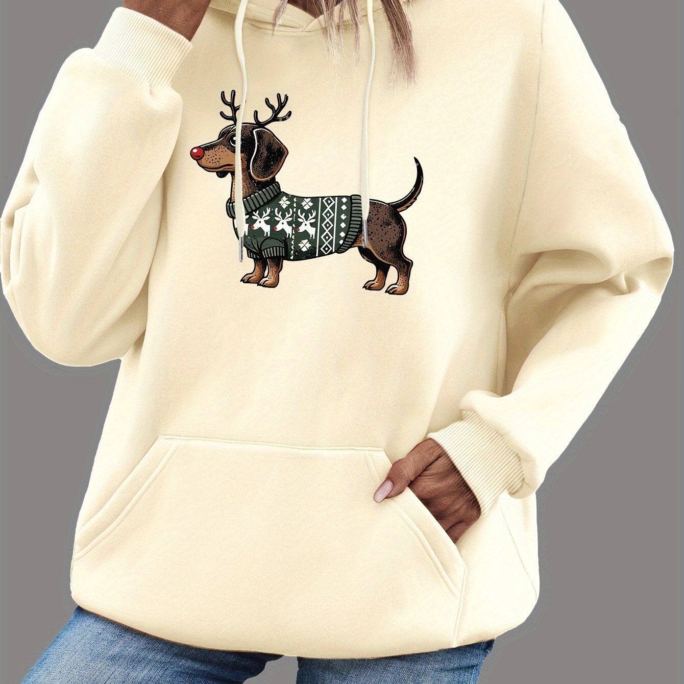 Stylische Damenhoodie Dackel Motiv