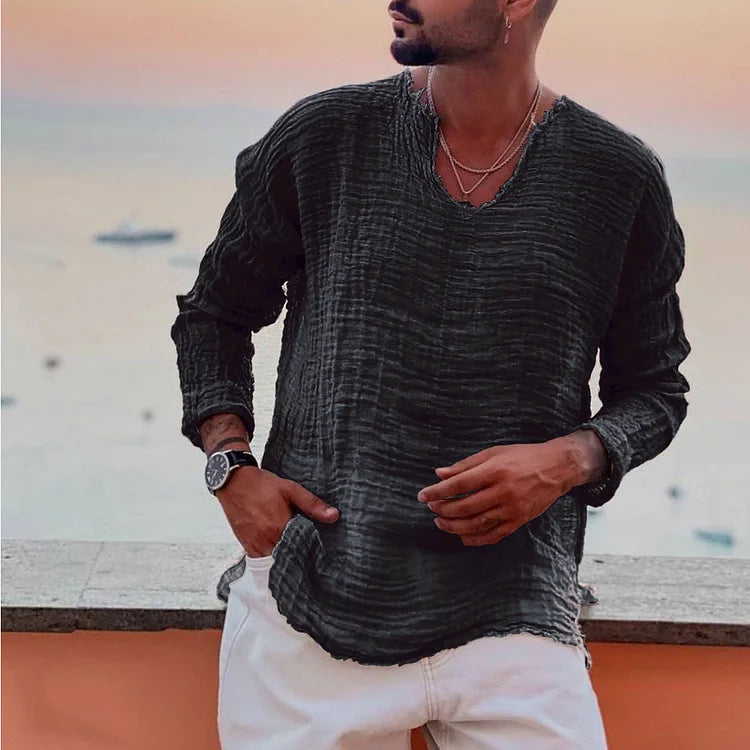 Men's V-Neck Long Sleeve T-Shirt Comfortable