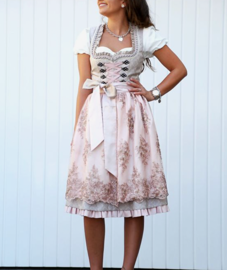Traditional Dirndl dress with apron and blouse