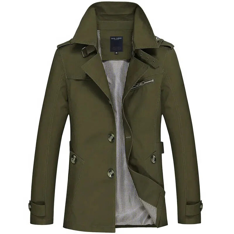 Men's Classic Mid-Length Trench Coat