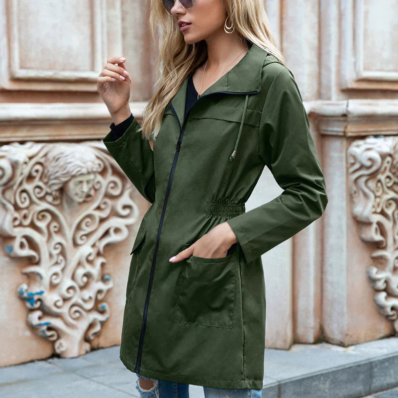 Waterproof Outdoor Jacket Long Hood Adjustable