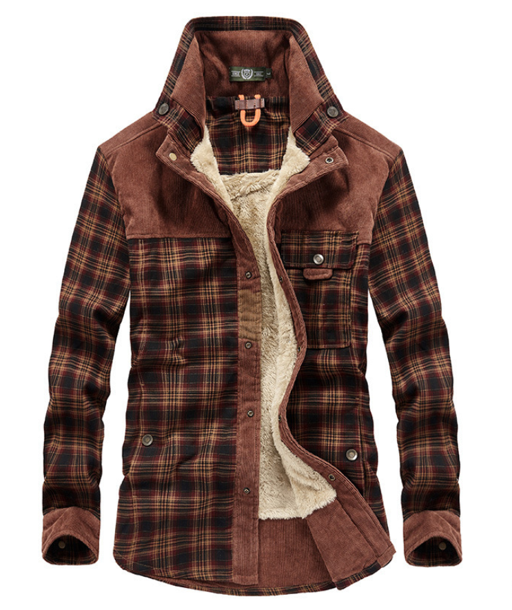 Men's Winter Jacket Flannel Stand-Up Collar Warm