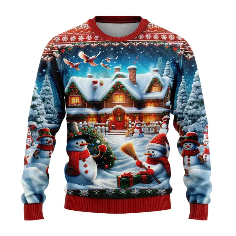 Christmas Jumper Unisex 3D Snowman Design Comfortable