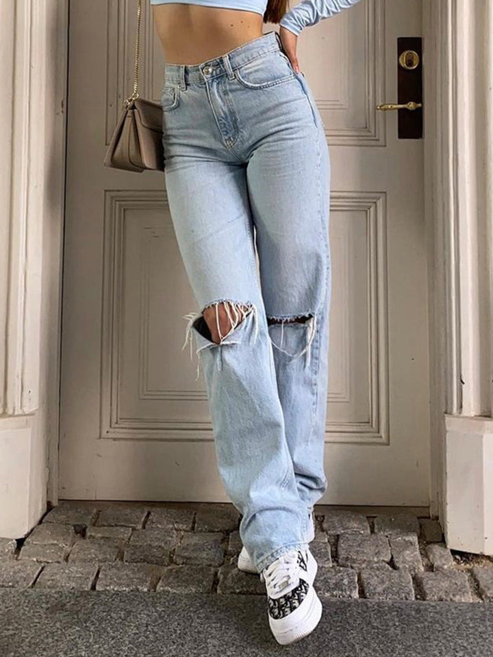 Weite Damenjeans Blau Comfort - IdealeKleiden