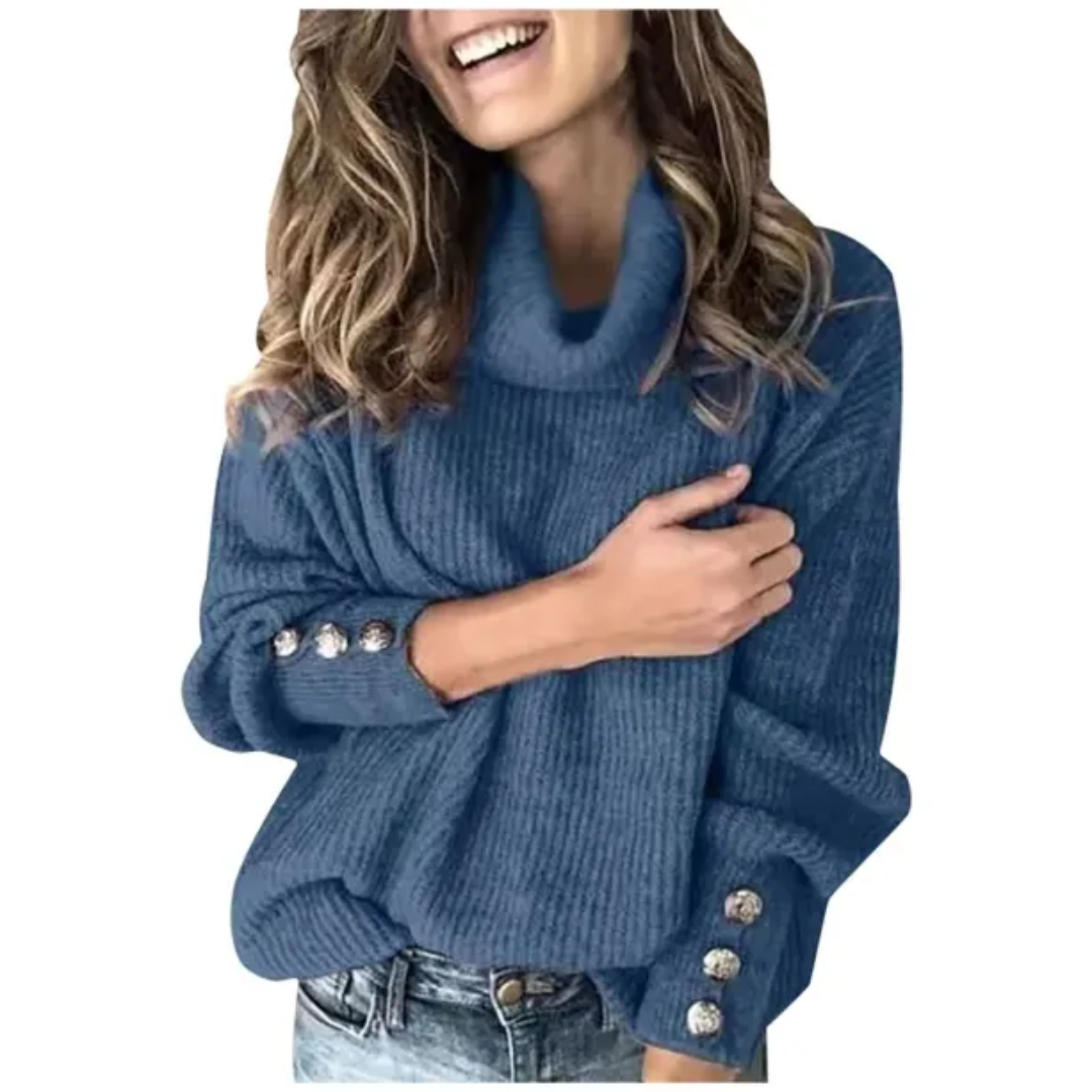 Stylish Women's Clothing | Turtleneck Sweater Button Cuff