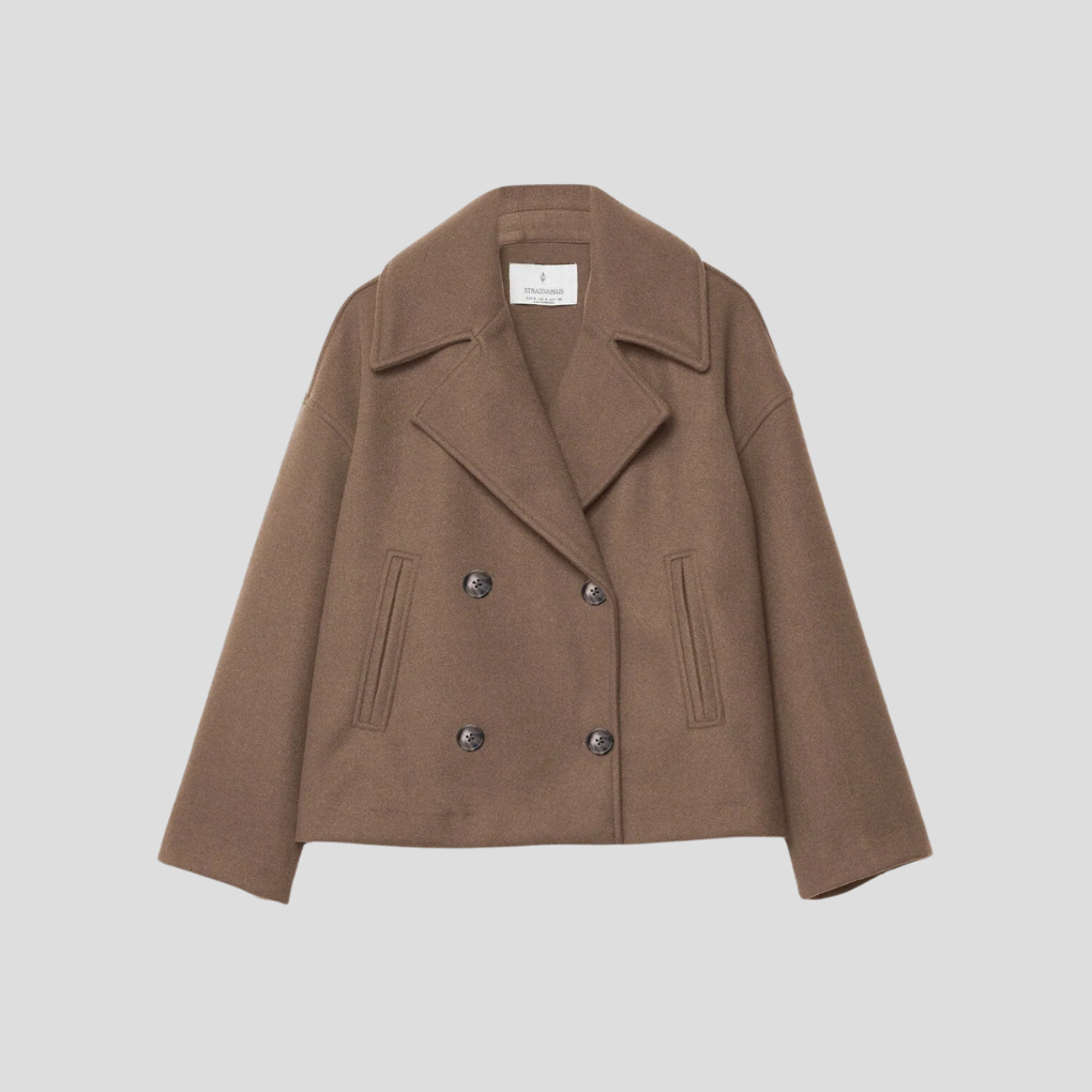 Double-Breasted Short Coat Elegant Women