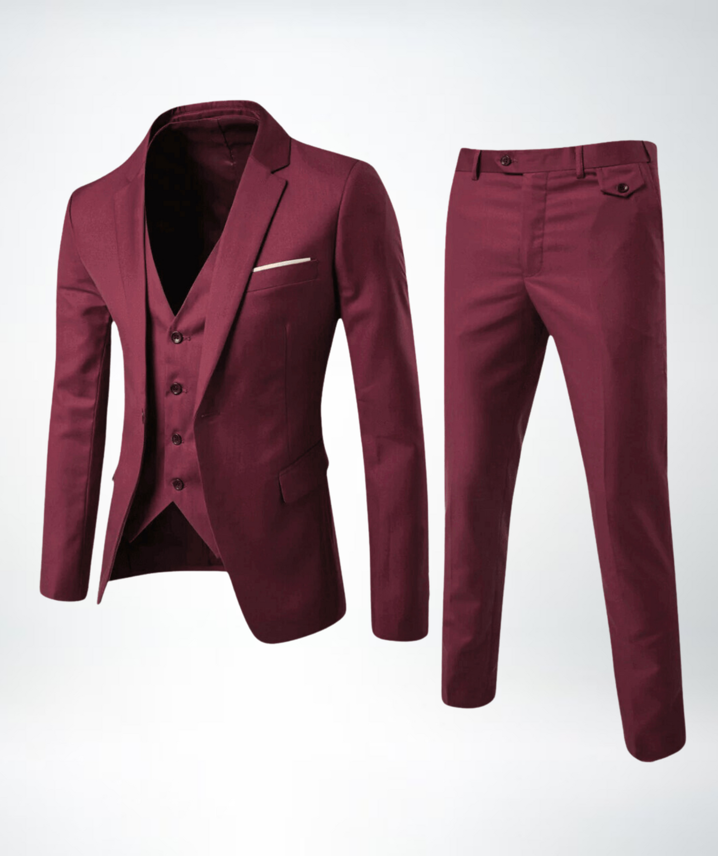 Elegant Dress Slim Fit Wool Blend Lapel Collar Three-piece