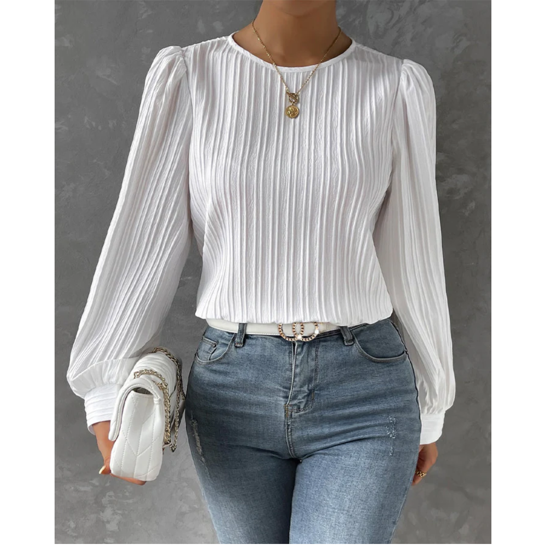 Women's Blouse Textured Fabric Long Sleeves Elegant Feminine