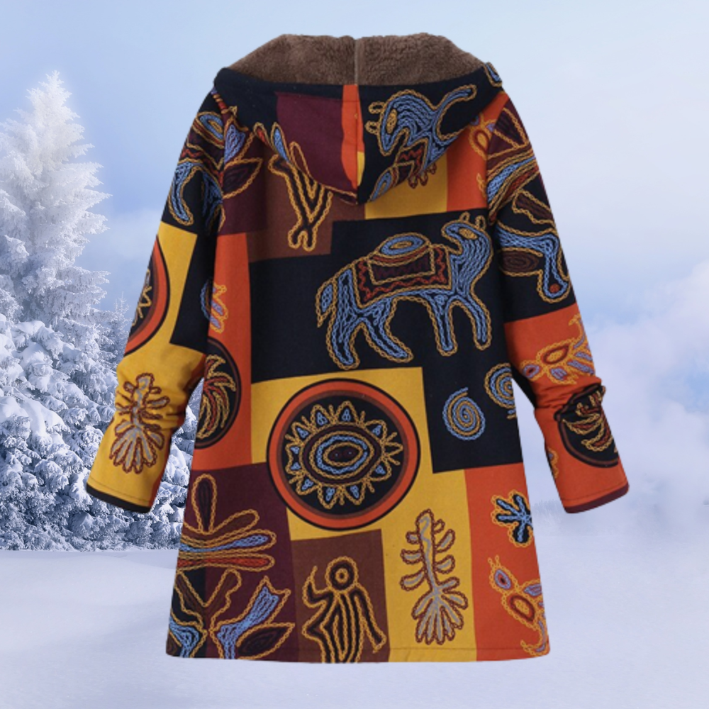 Women's Winter Jacket Long Floral Pattern Elegant
