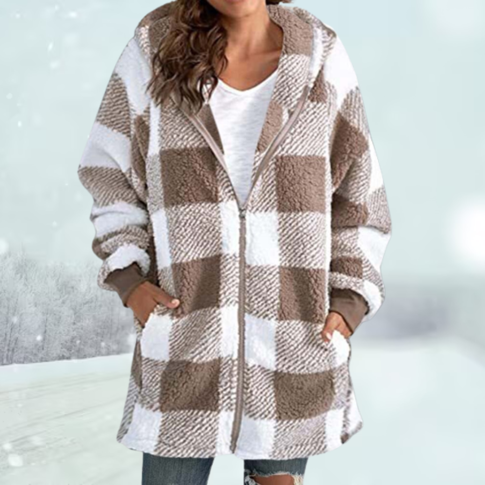 Comfortable Winter Jacket Plaid Hood