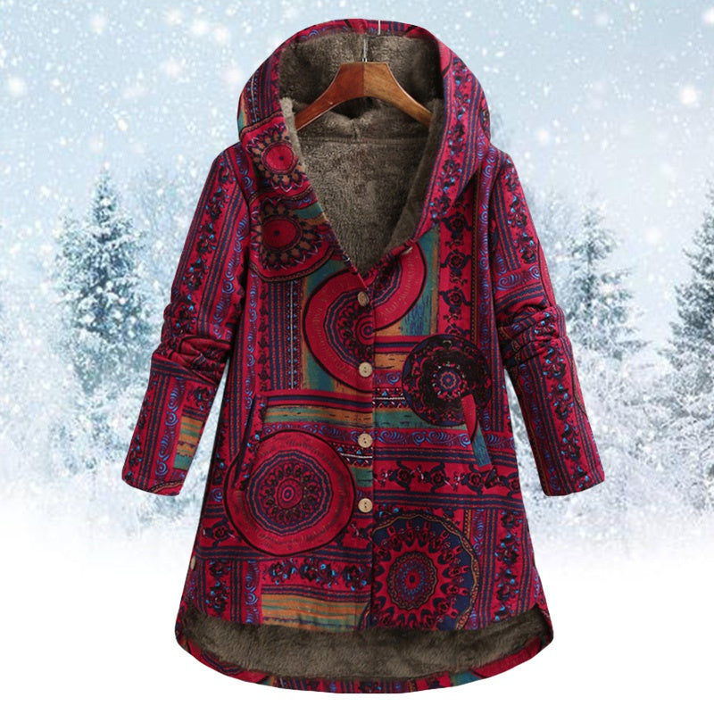 Stylish Hooded Jacket Floral Print