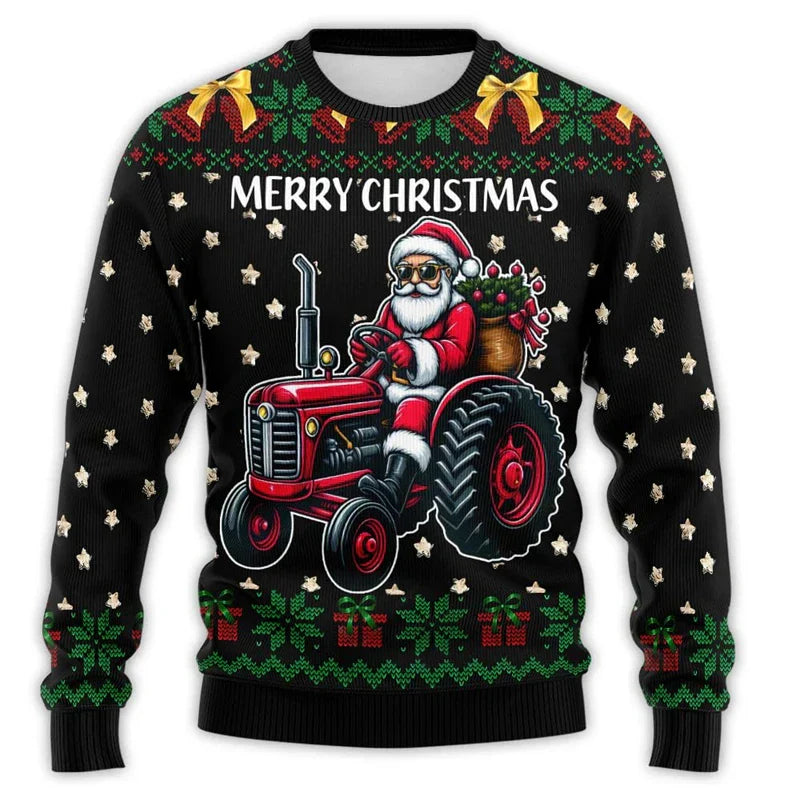 Christmas Sweater Tractor Design - Comfortable Men's Sweater