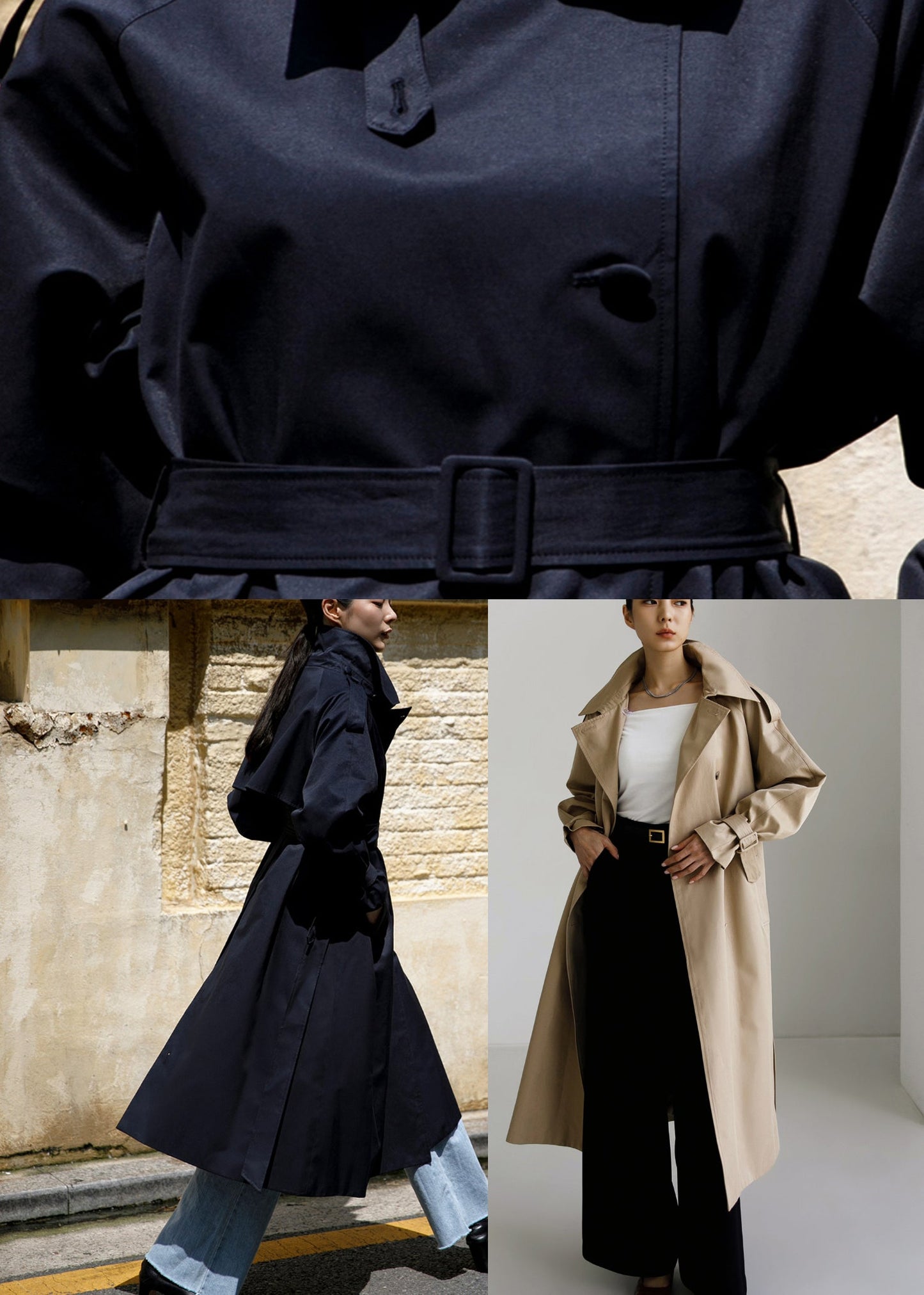 Stylish women's trench coat with cape collar and side pockets