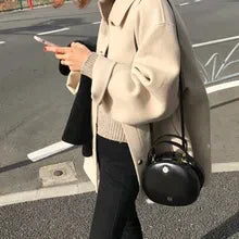 Oversized Wool Coat with Buttons Elegant