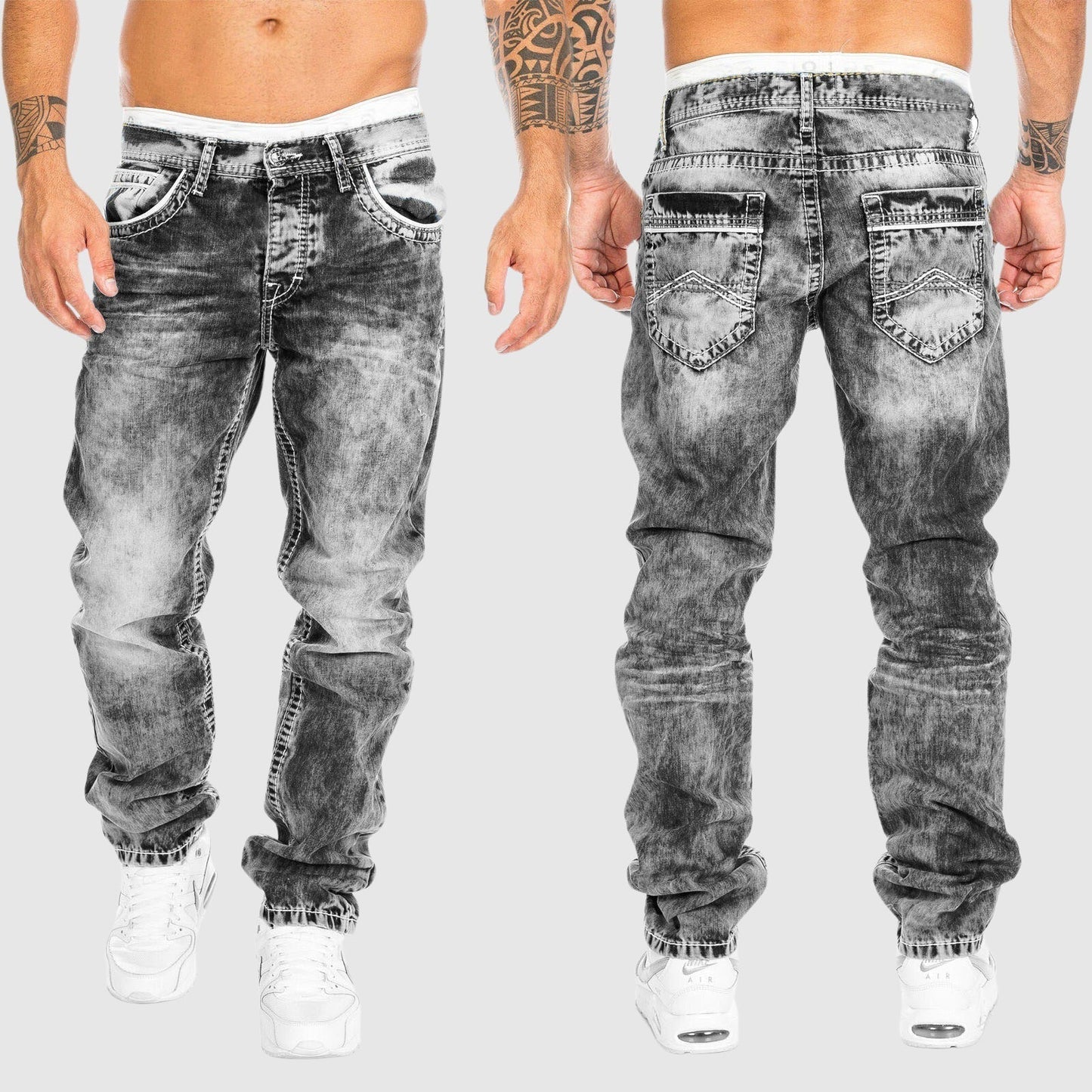 Comfortable Men's Wide Leg Washed Jeans