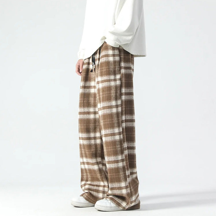 Comfortable Men's Plaid Relaxed Fit Trousers