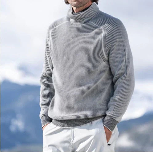 Men's Knitted Jumper Warm Fleece Stand-up Collar