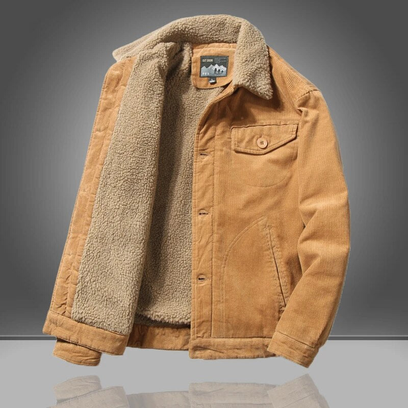Men's Corduroy Jacket Warm Fleece Lining