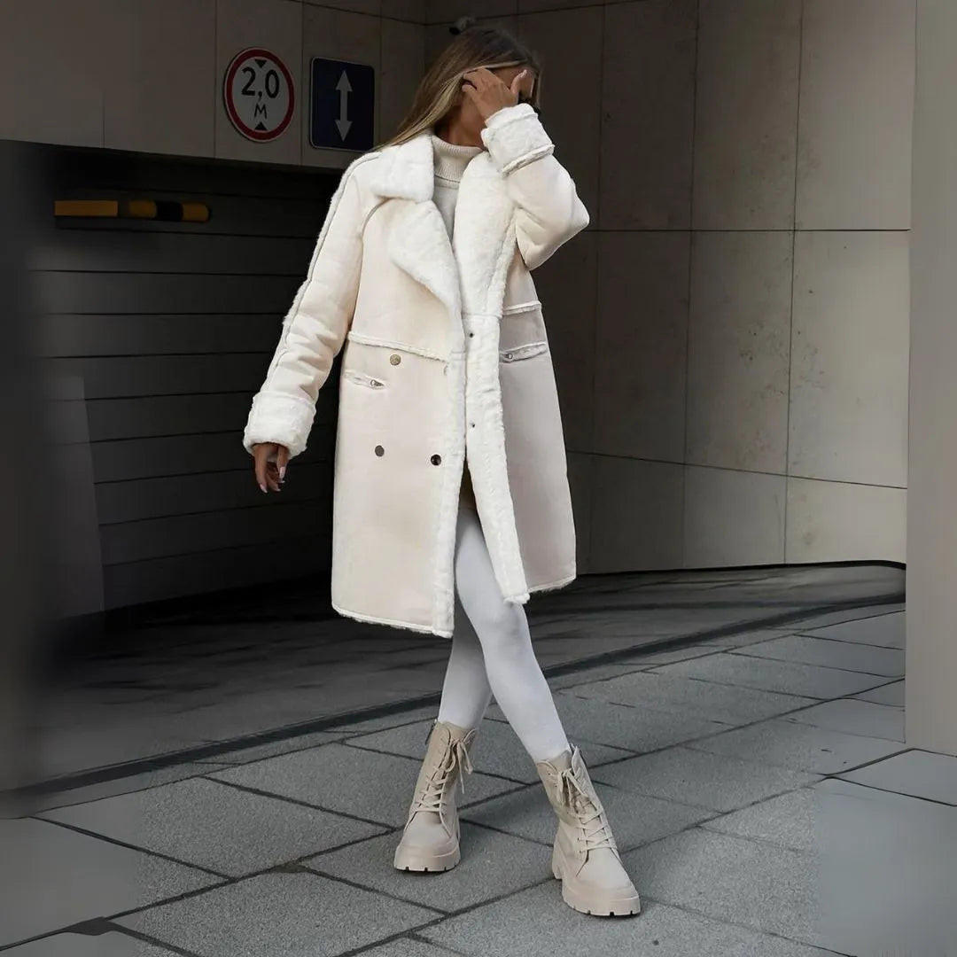 Women's Winter Dress Faux Lambskin Warm