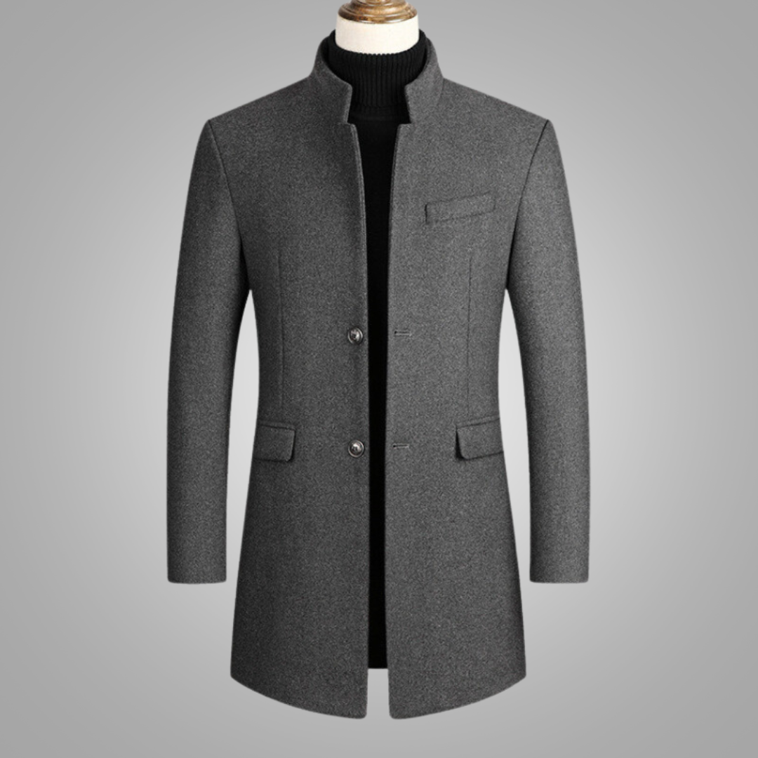 Men's Wool Coat Mid-Length Black