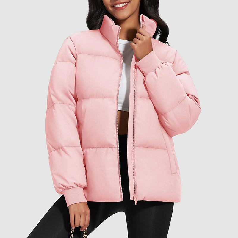 Women's Short Down Jacket with Stand-Up Collar
