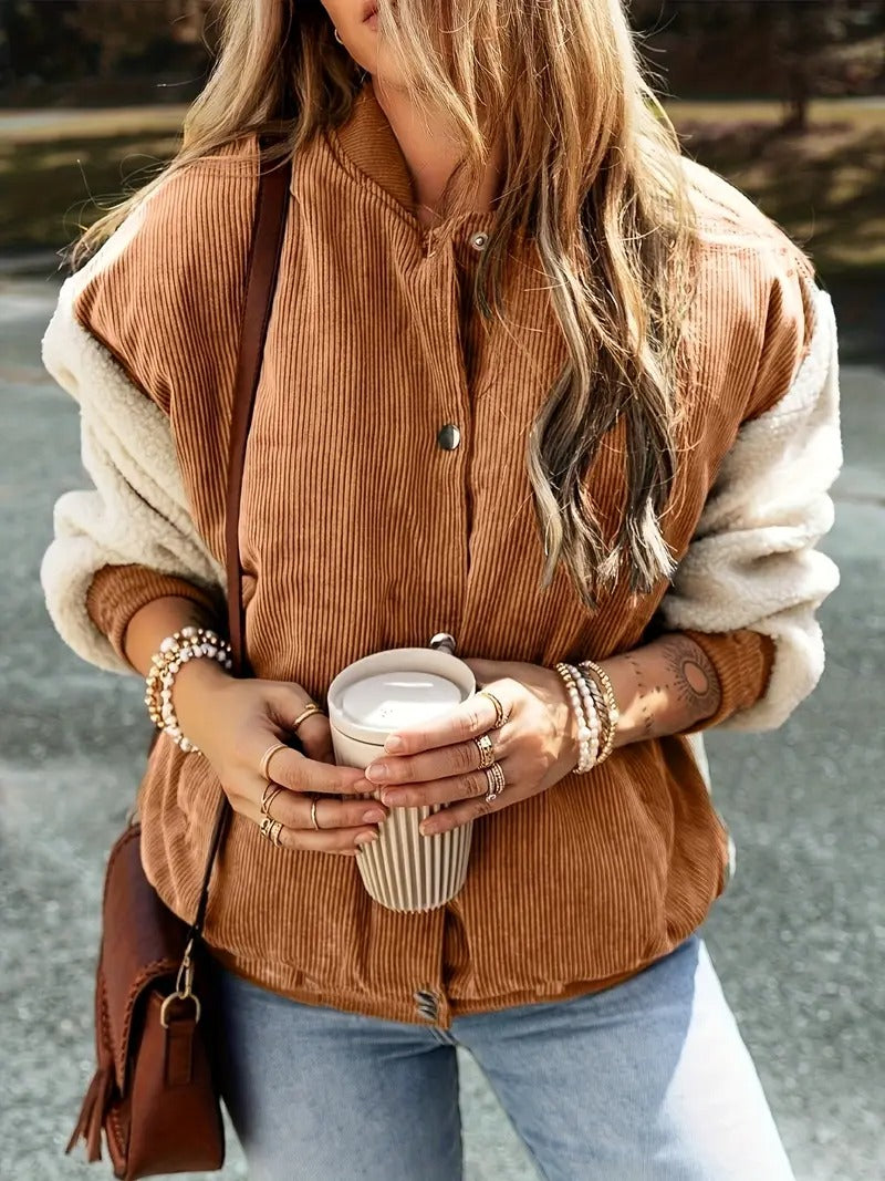 Autumn Bomber Jacket Sherpa Fleece Warm