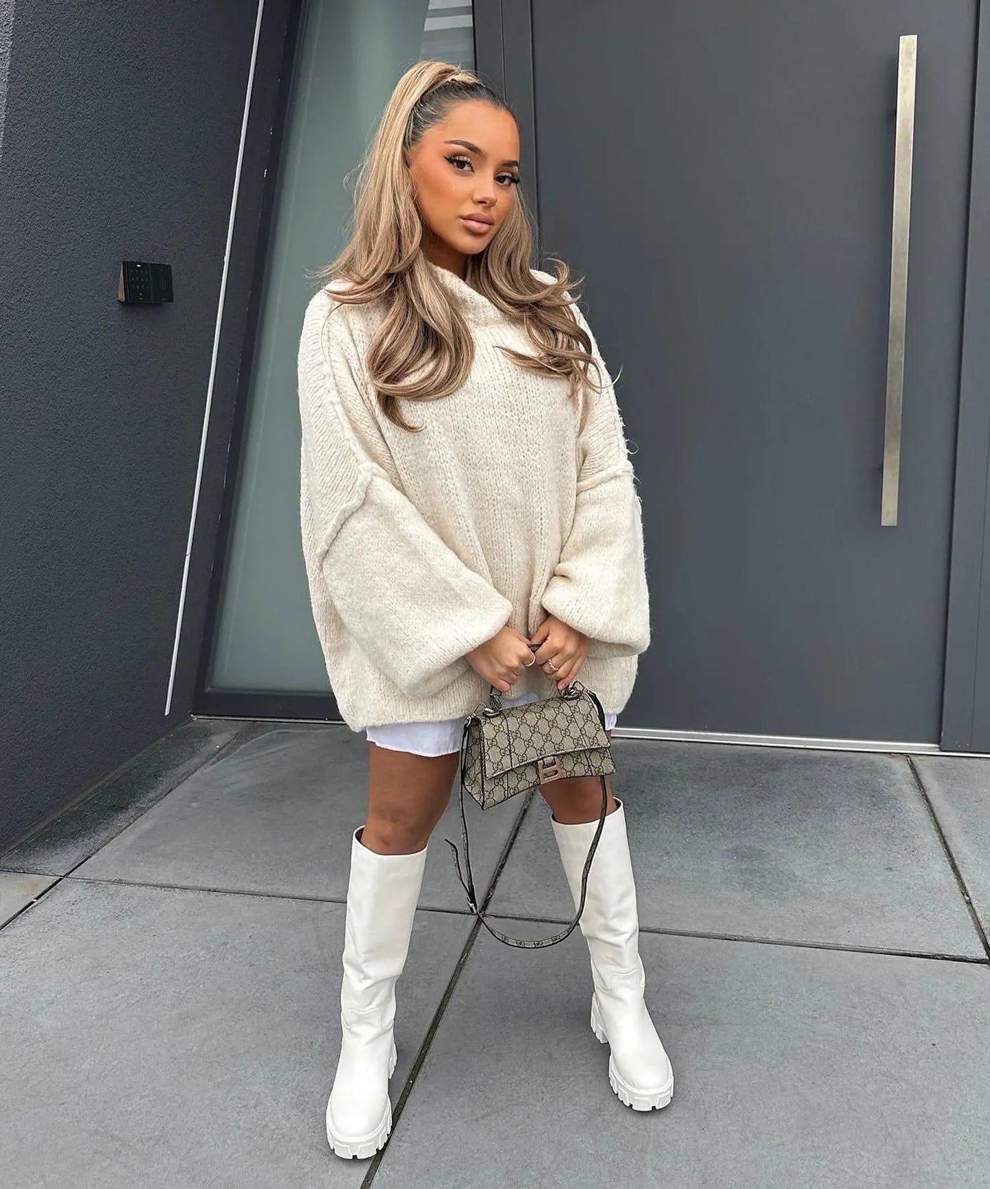 Women's Oversized Knitted Sweater Winter Warm
