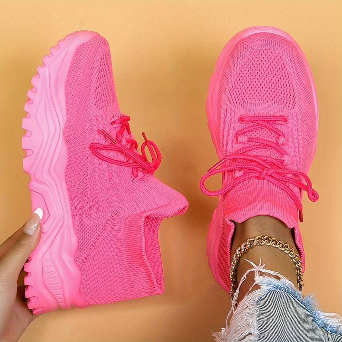 Women's Knitted Lace-Up Shoes Comfortable Walking
