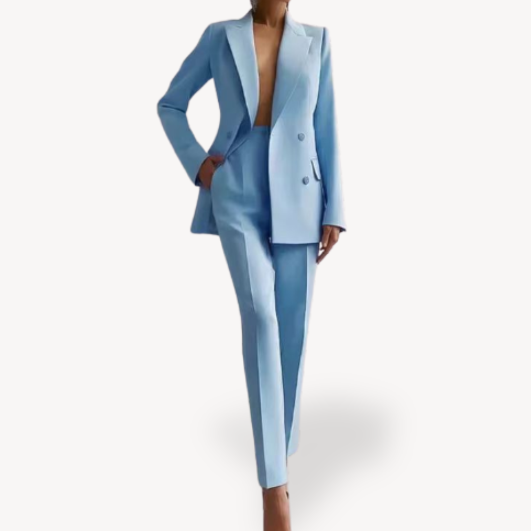 Elegant Women's Pant Suit with Long Blazer Tailored