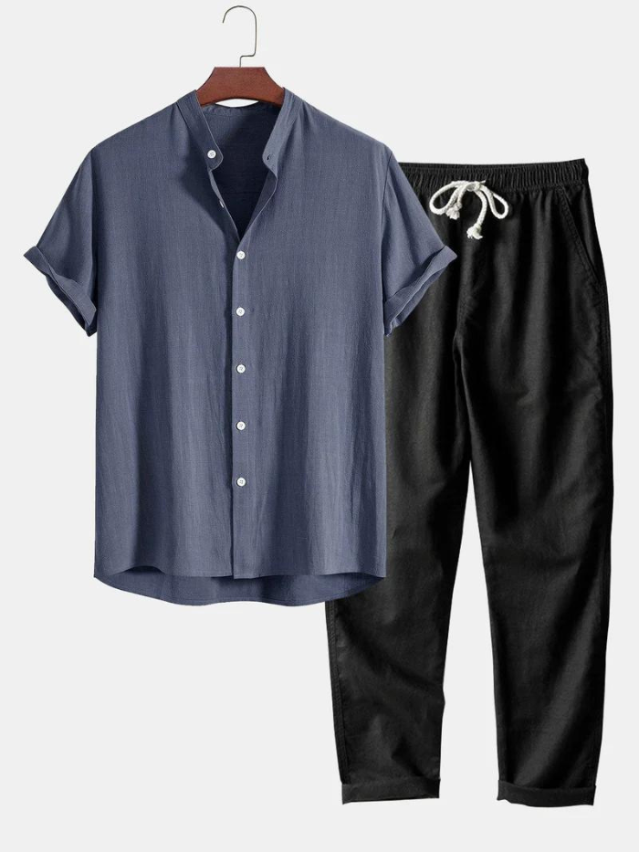 Men's Linen Shorts Short Sleeve Summer