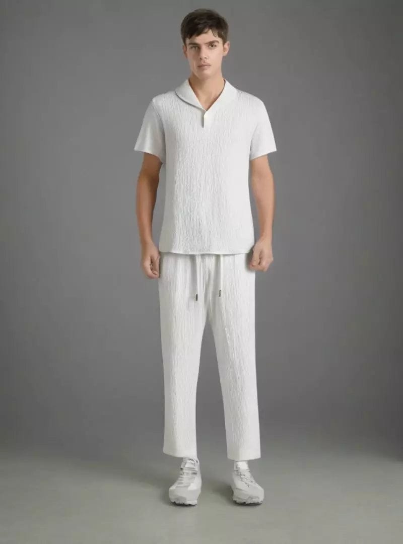 Men's Summer Short-Sleeve Shirt and Pants Set