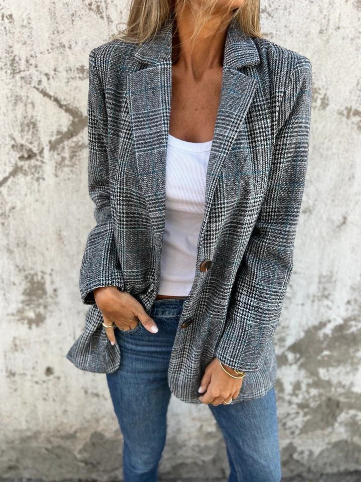 Stylish Women's Winter Blazer Plaid