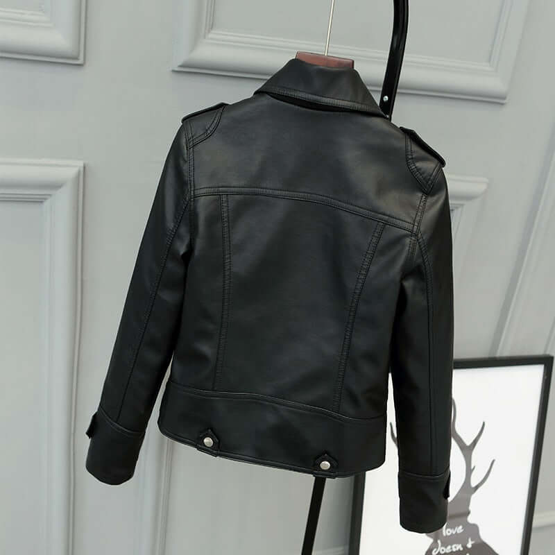 Damen Lederjacke Slim Fit Schlicht - IdealeKleiden