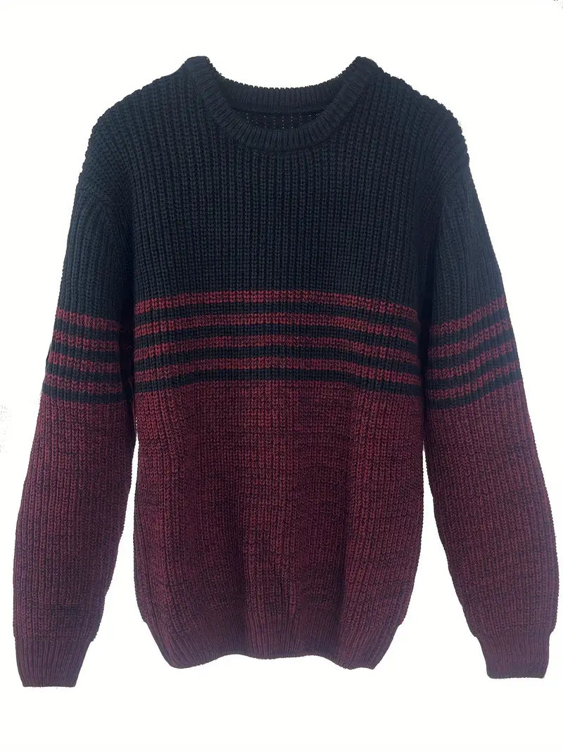 Fashionable Striped Round Neck Sweater