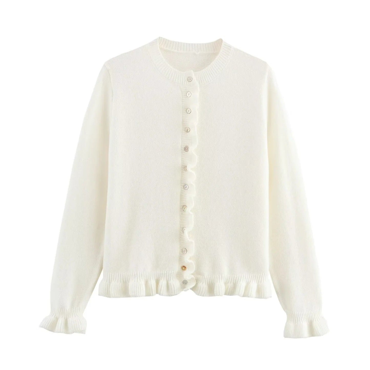 Stylish Women's Cardigan Ruffle Button Design