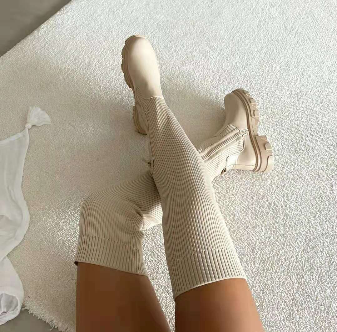 Elegante Stiefel Überknie Stretch