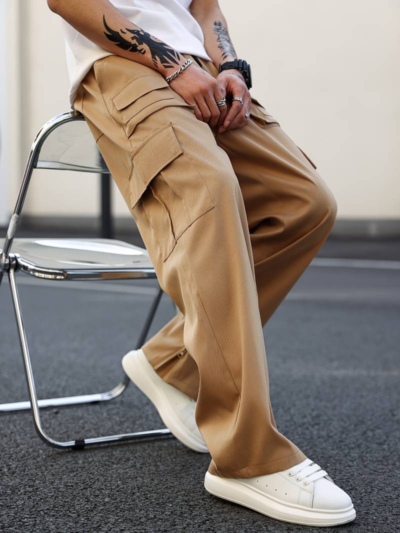 Men's Cargo Trousers Straight Leg Multi-Pocket