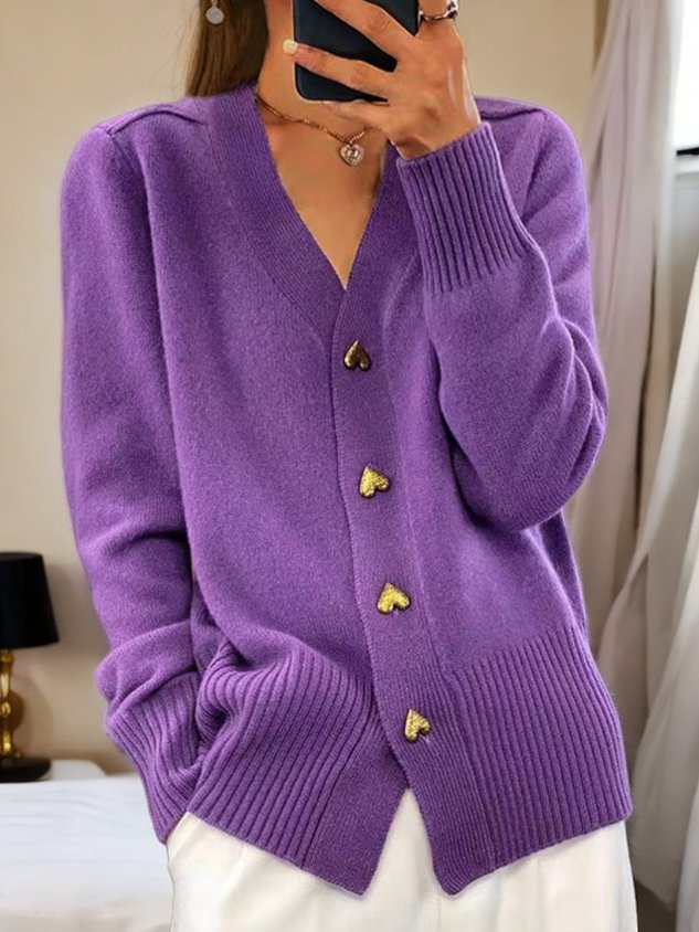 Soft cardigan with golden heart buttons