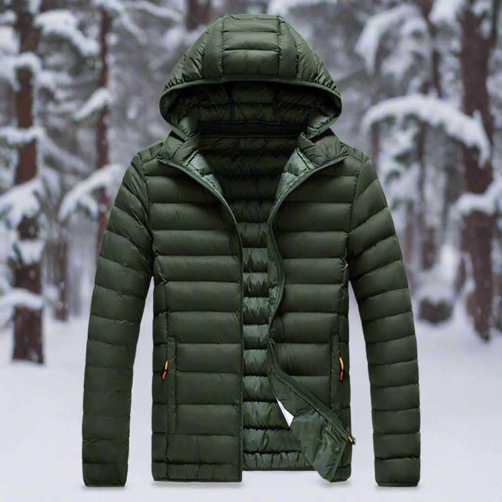 Down Jacket Light Warm Quilted Detachable Hood