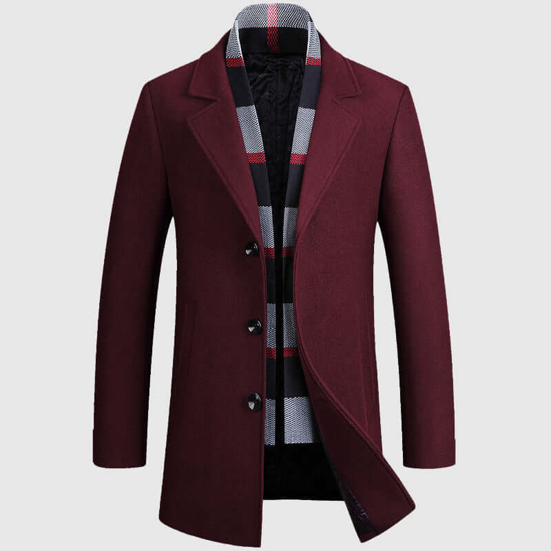 Men's Wool Blend Shawl Collar Winter Coat