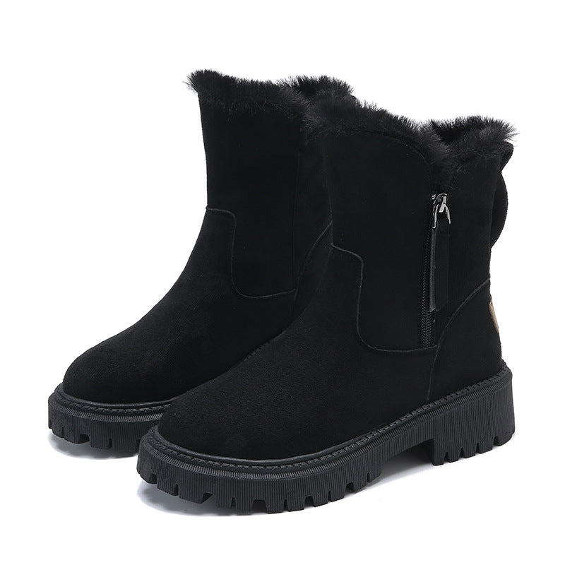 Stylish Women's Boots - Suede - Faux Fur Lined - Chunky Sole
